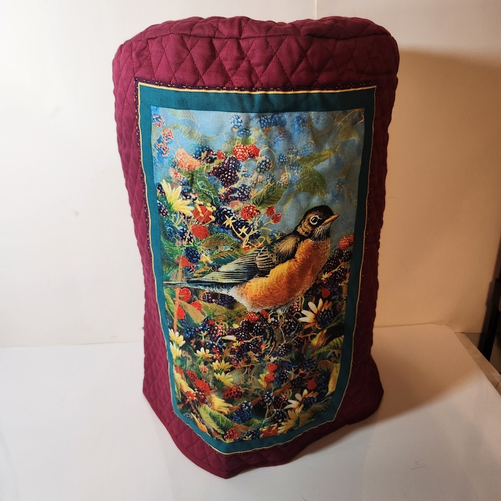Handmade Quilted Appliance/water Cover Robin Bird Blackberries Kitchen Decor
